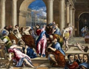 Exposition Greco -Grand Palais : le migrant magnétique Jesus chasant les marchands du temple